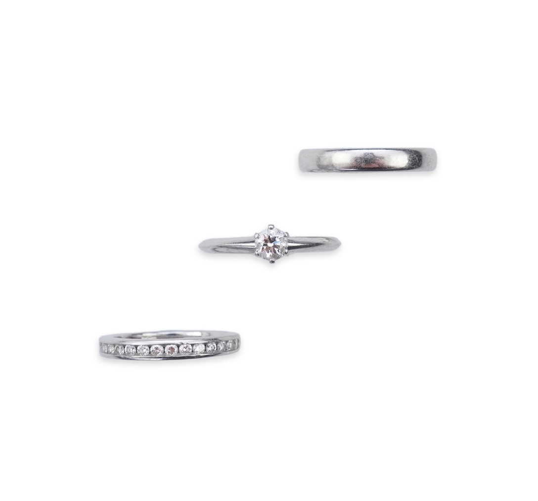 Tiffany & Co., a diamond engagement, eternity and wedding ring set